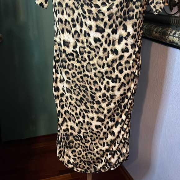 # 16EUC INC Stunning Brown leopard print ruched sides dress. Sz XL -superb dress - Picture 3 of 10